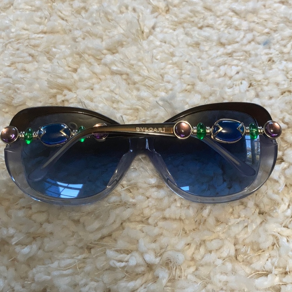 Bulgari Blue Statement Jeweled Sunglasses